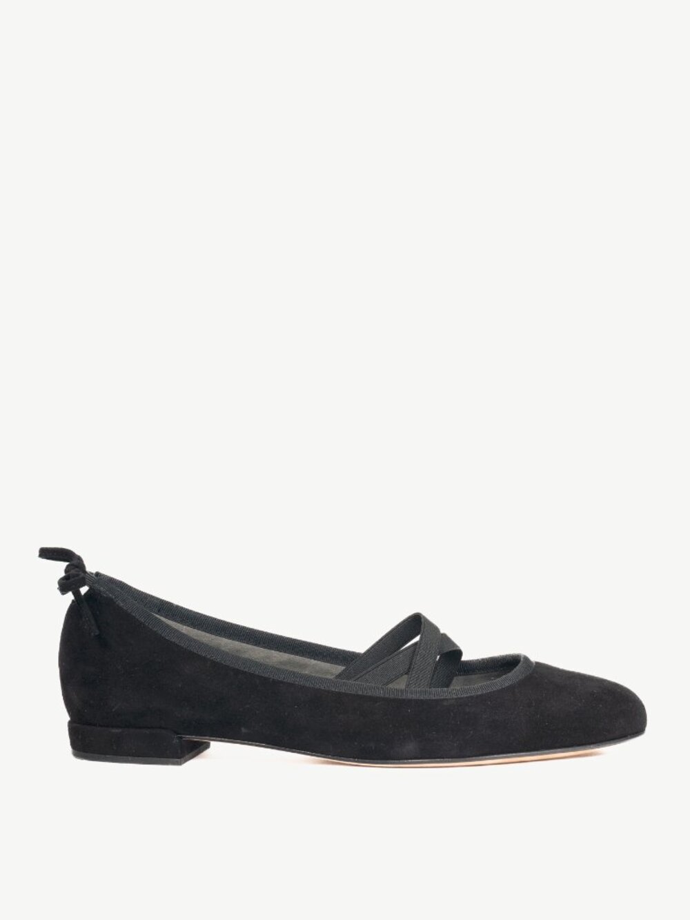 Stuart Weitzman Bolshoi Black Suede Crisscross Flats